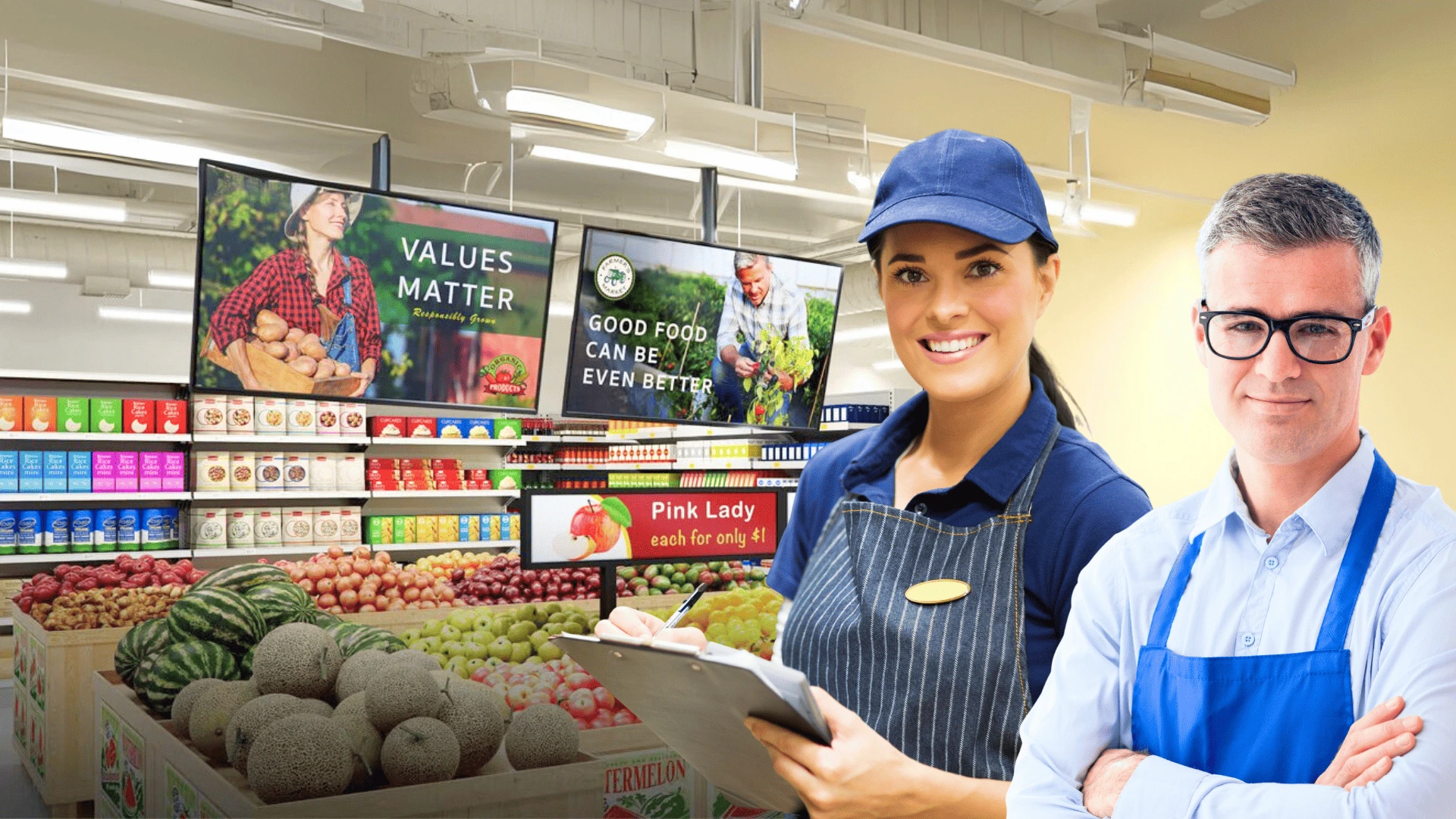 Pantallas Kibuu para supermercados e hipermercados